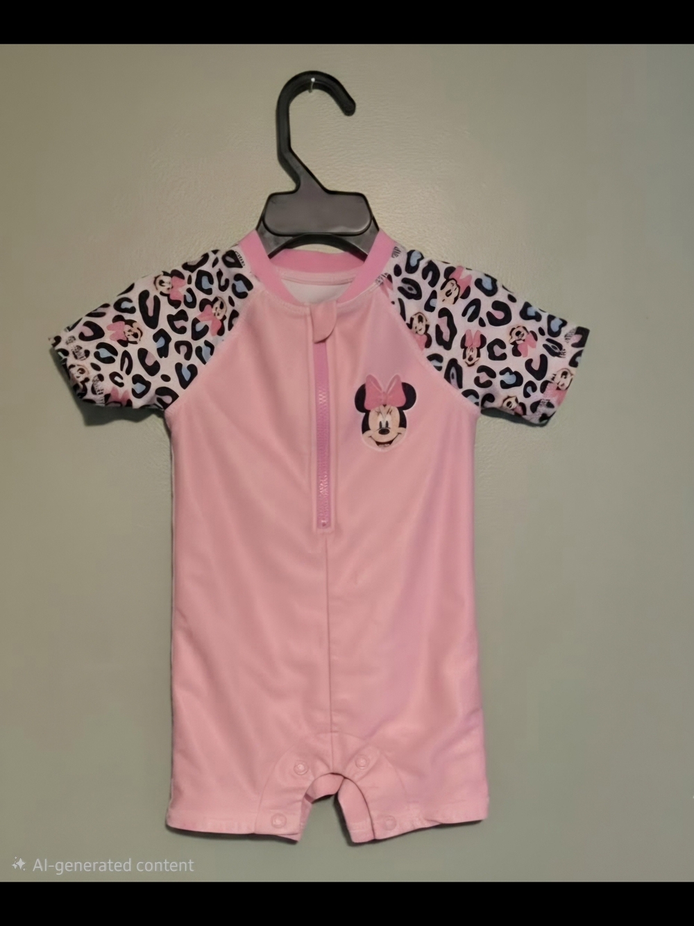 Disney Baby 12 M Minnie mouse Pink Short-Sleeve Baby Swim Romper